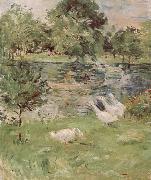 Berthe Morisot The Girl is rowing and goose oil painting